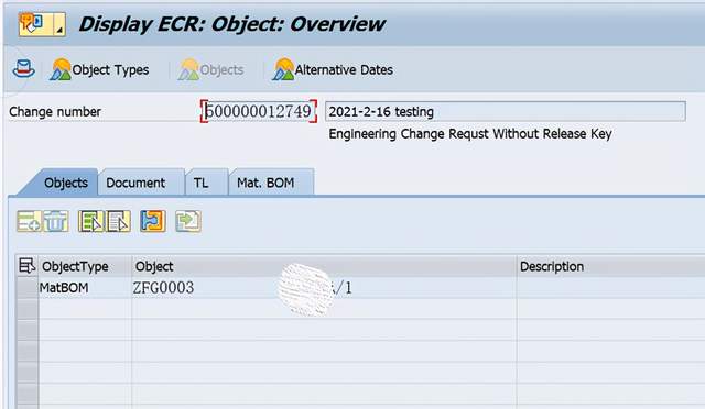 SAP PP使用ECR去修改BOM主資料