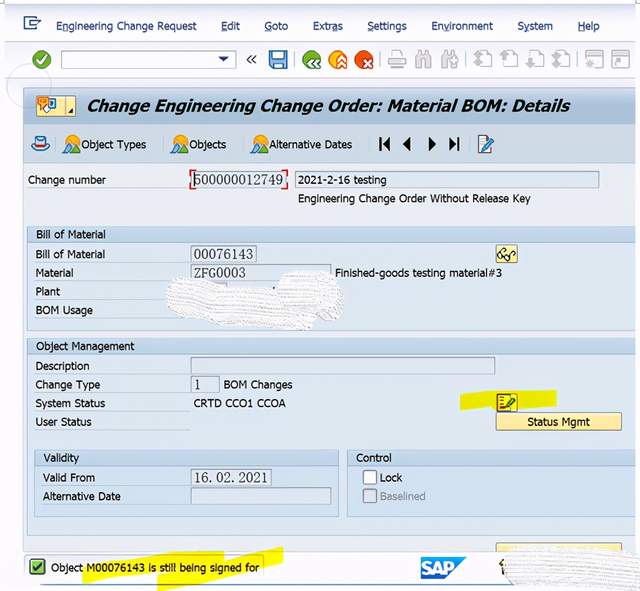 SAP PP使用ECR去修改BOM主資料