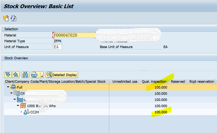 SAP QM 啟用04檢驗型別的物料，工單上STOCK TYPE不是QI？