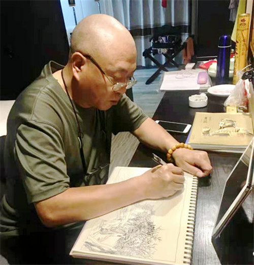 后期装裱后,普陀山将以艺术的形式呈现在世人面前.画家杨明学