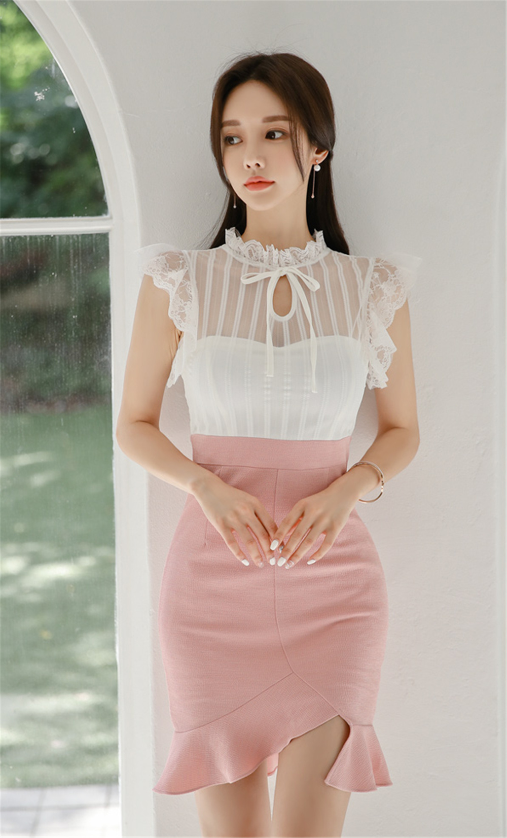 孙允珠丨醉香秋桃油彩粉透露珠拼搭裙